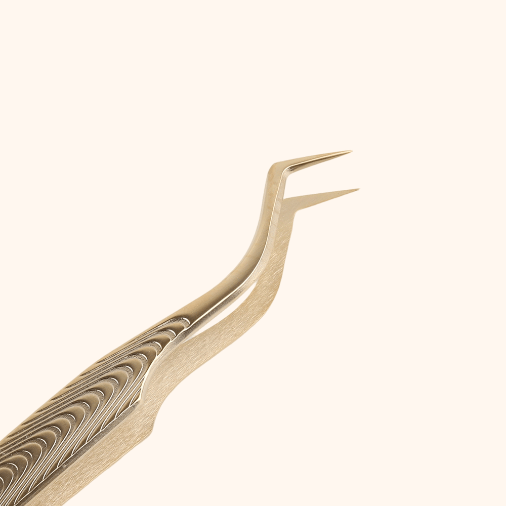 KF-03 Retro Gold Tweezers For Eyelash Extension