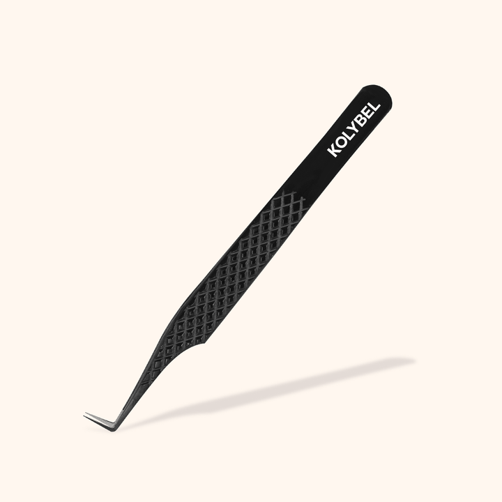 KB-05 Black Fiber Tweezers For Eyelash Extension