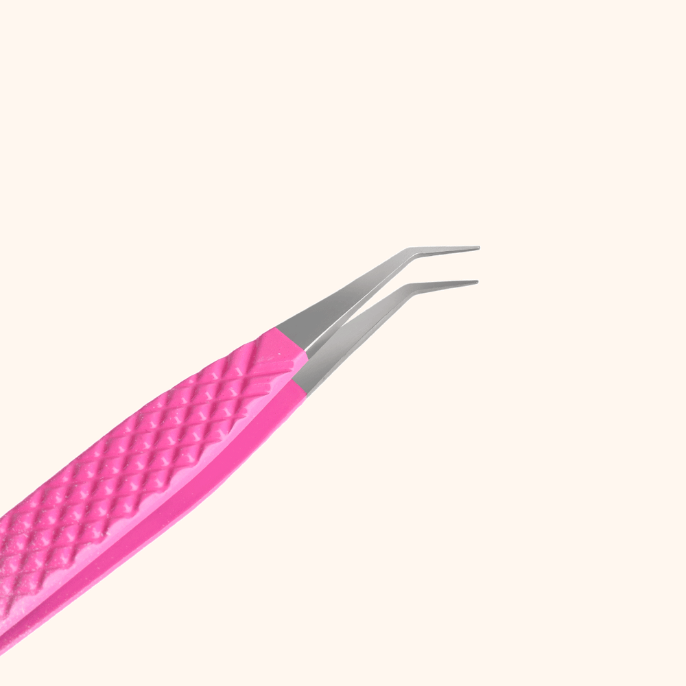 KP-10 Ombre Pink-White Professional Eyelash Extensions Tweezers