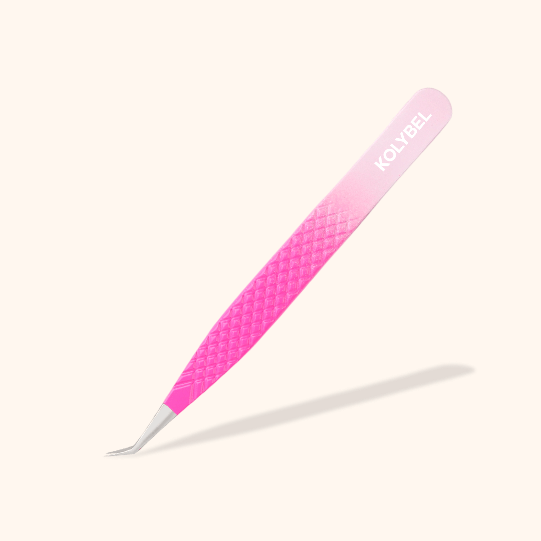 KP-10 Ombre Pink-White Professional Eyelash Extensions Tweezers