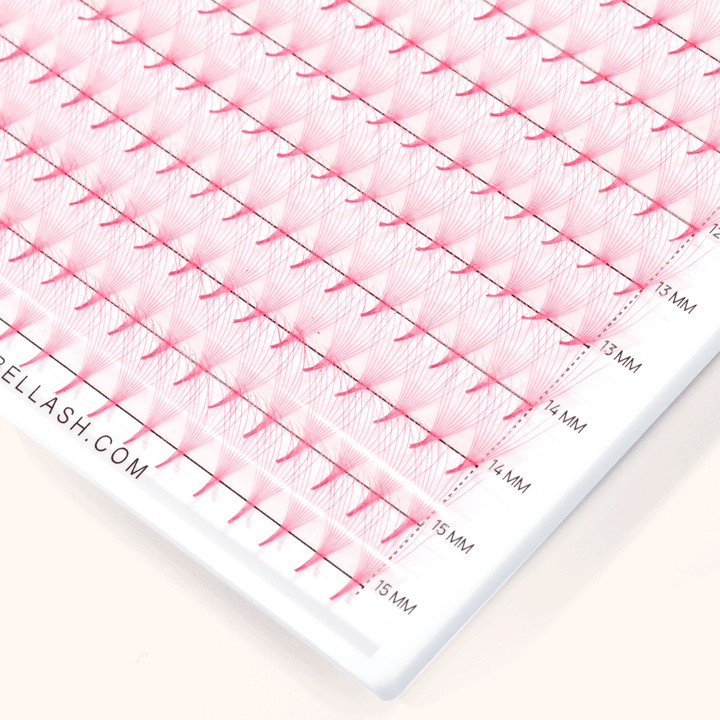 10D Pink Premade Volume Fans Pointy Base16 Rows(320 Fans)