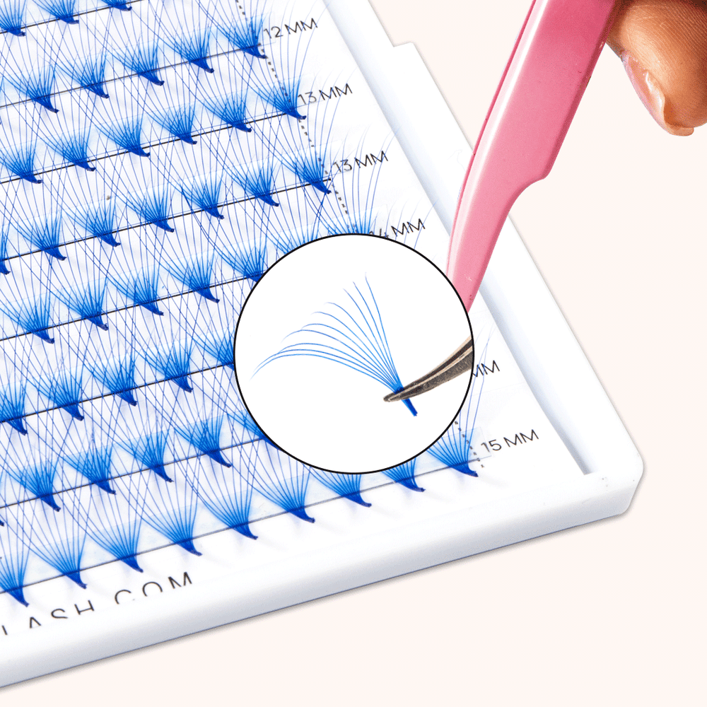 10D Blue Premade Volume Fans Pointy Base16 Rows(320 Fans)