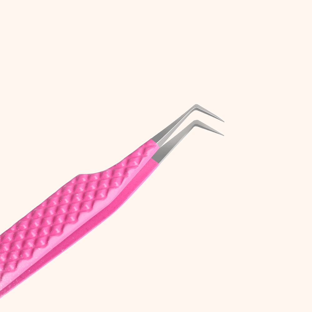 KP-09 Ombre Pink-White Tweezers For Eyelash Extension