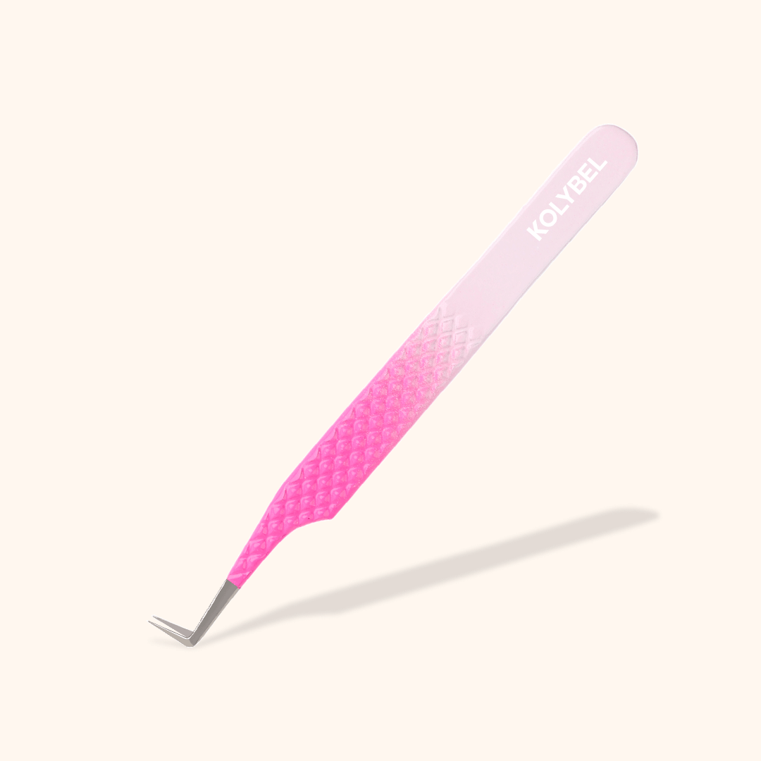 KP-09 Ombre Pink-White Tweezers For Eyelash Extension