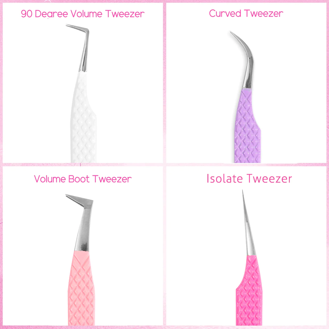 Heart-shaped Professional Eyelash Extensions Tweezers Kit-kolybel