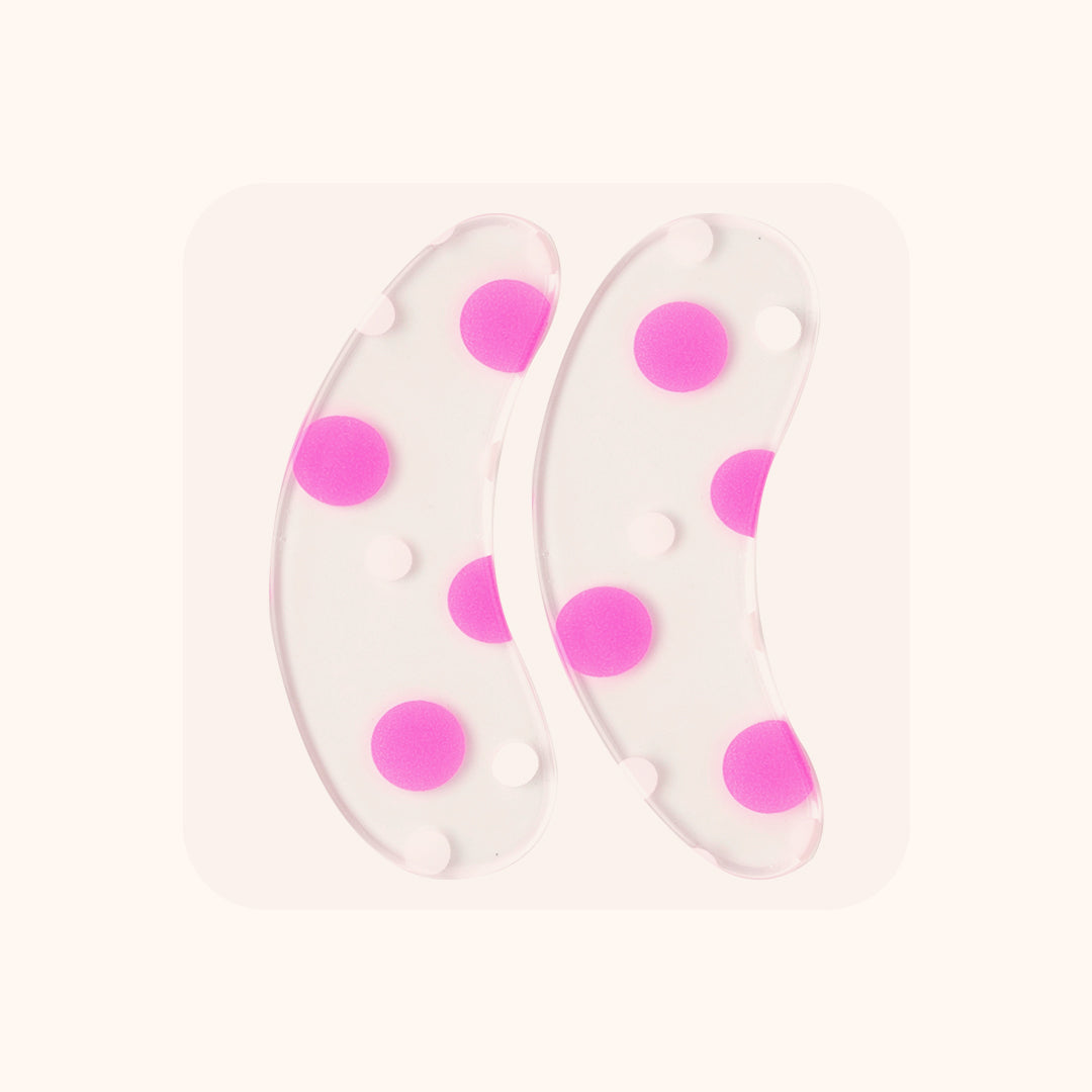 KOLYBEL-Reusable clear silicone eye pads for professional lash lift & eyelash extensions. 4 print options, washable and cost-effective for lash salons.