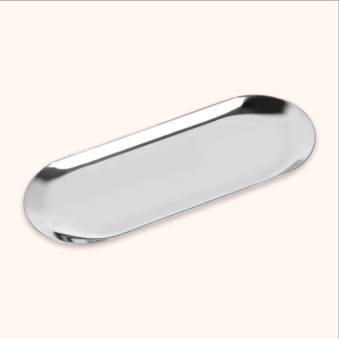 KOLYBEL premium stainless steel lash tweezer tray. 2 sizes & 2 colors, mirror polished, organizes lash tools and tweezers for professional salon workstation.