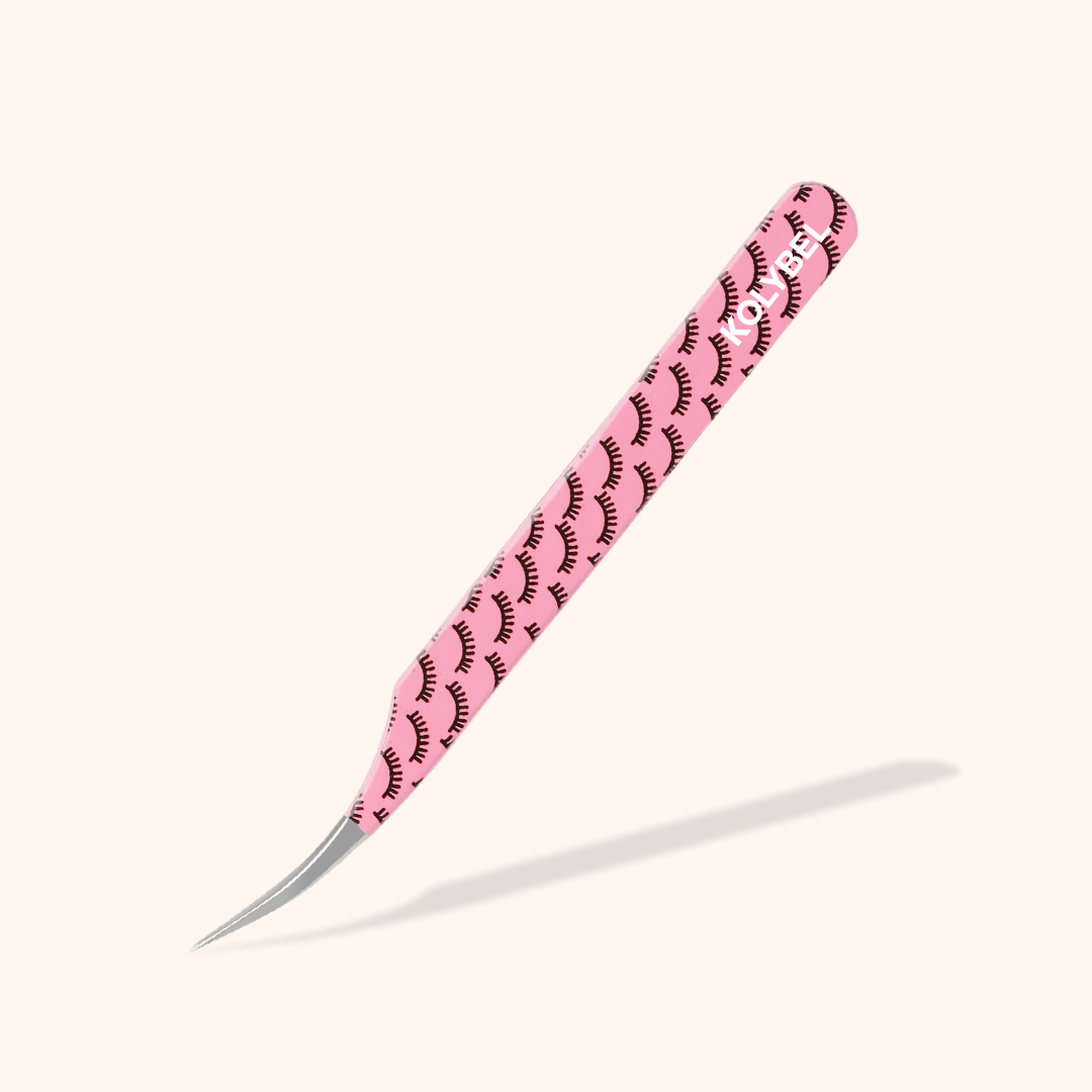 KR-01 Printed Black Lashes Tweezers For Eyelash Extension