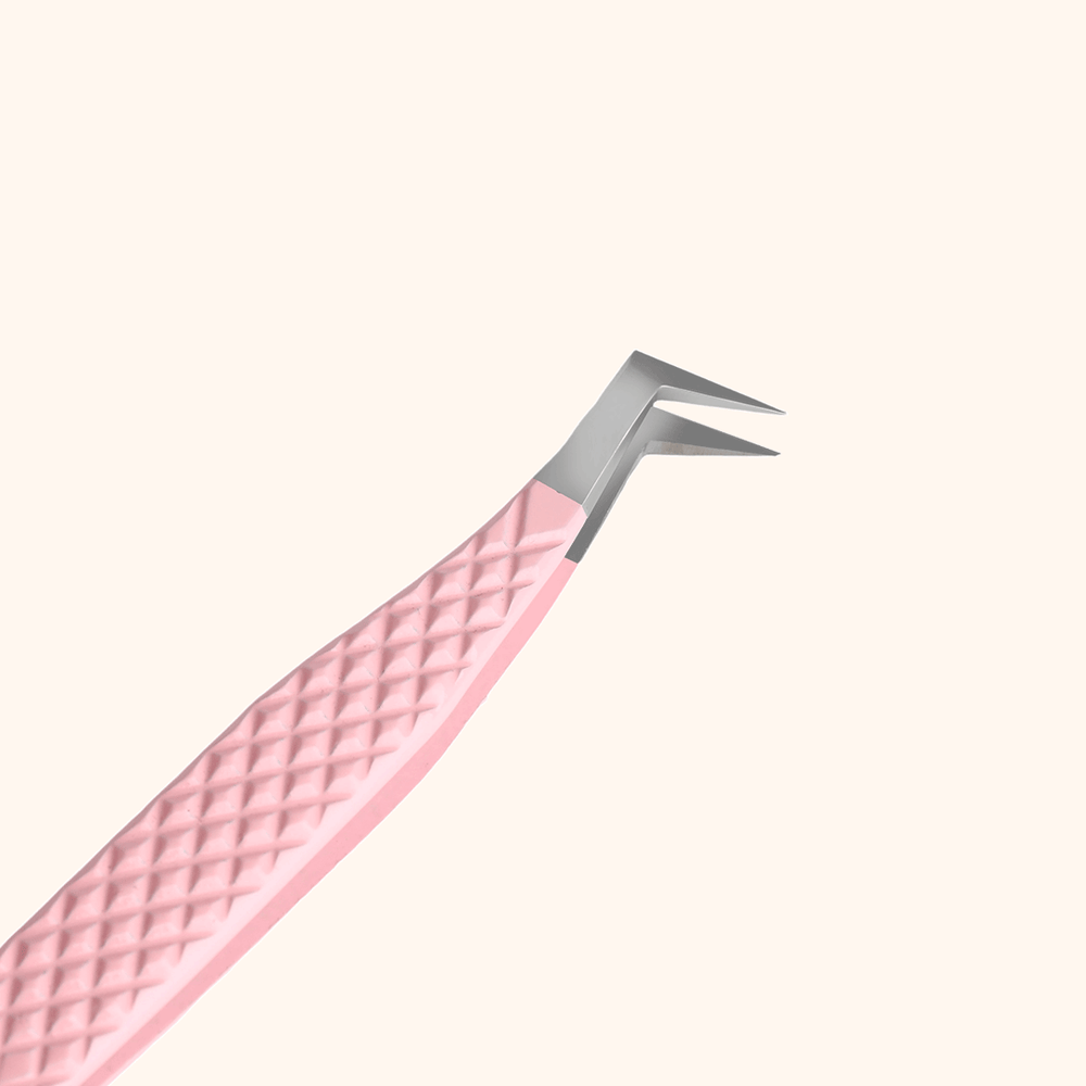 KP-12 Light Pink Heart-shaped Tweezers For Eyelash Extension