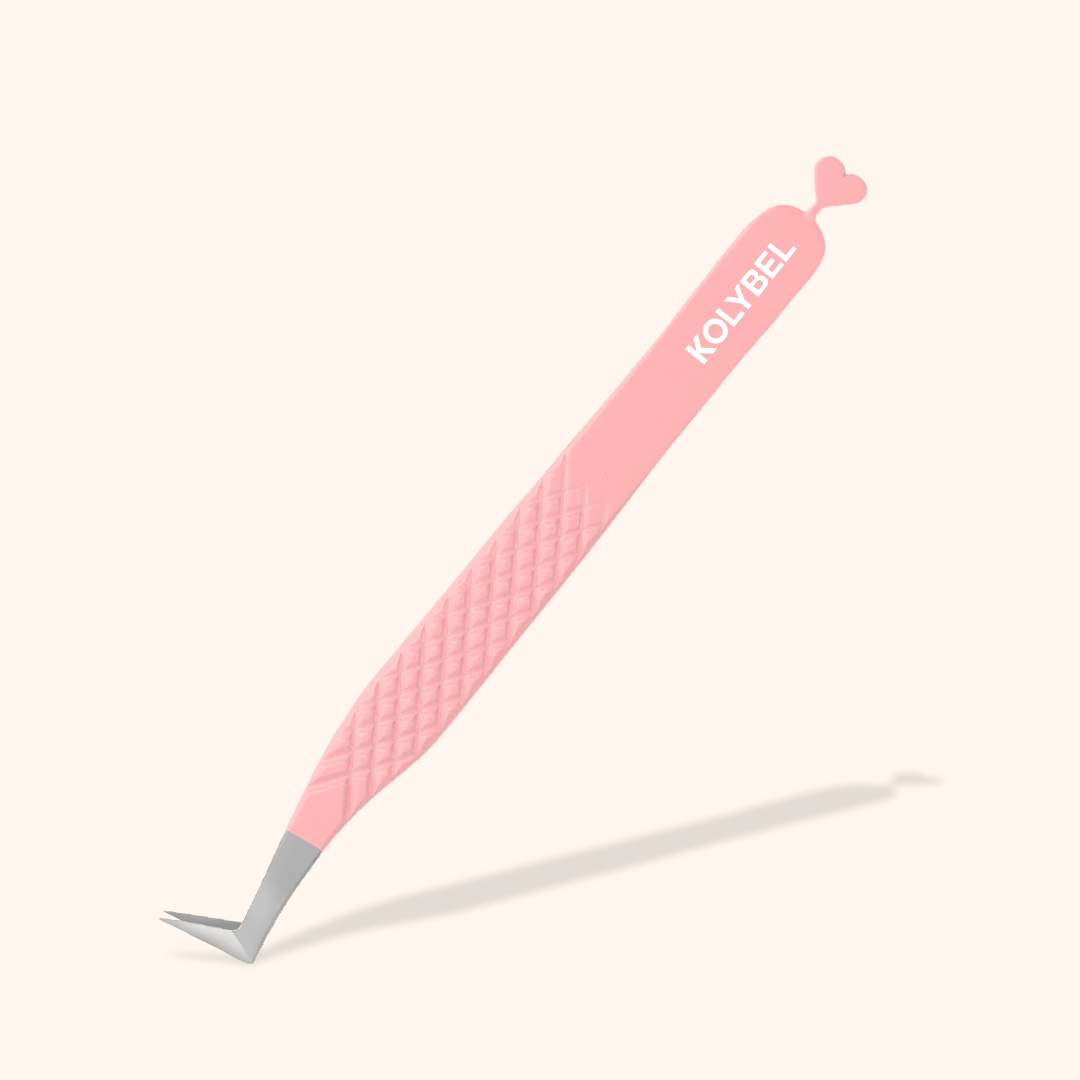 KP-12 Light Pink Heart-shaped Tweezers For Eyelash Extension