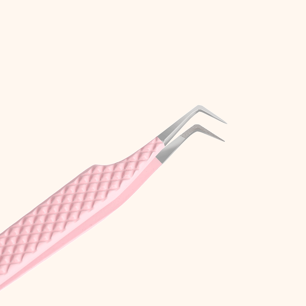 KL-02 Light Pink Fiber Tweezers For Eyelash Extension