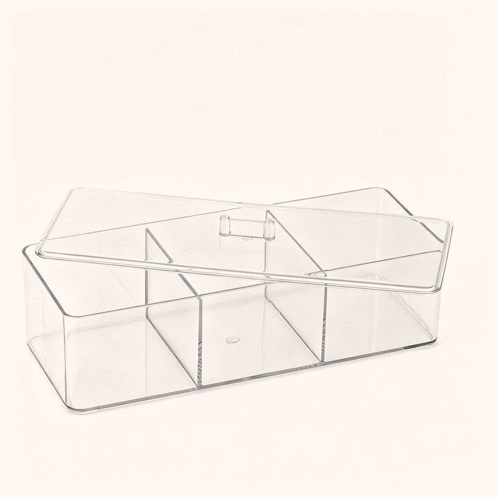 KOLYBEL 3‑Compartment Acrylic Lash Storage Box with Lid, Organizer for Lash Extensions & Salon Tools