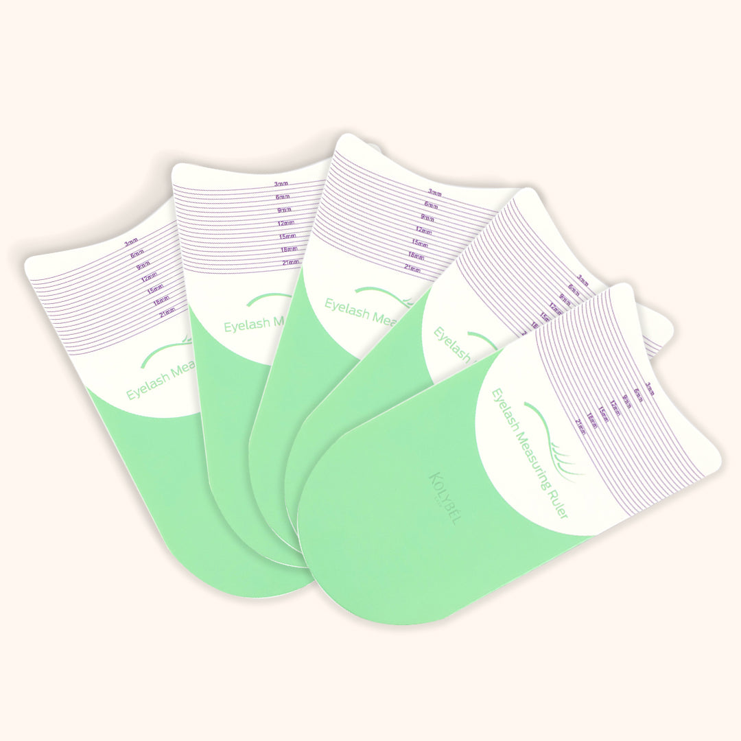 Professional reusable lash measuring ruler for lash artists. Precisely measures natural lashes before appointments to protect client lash health.