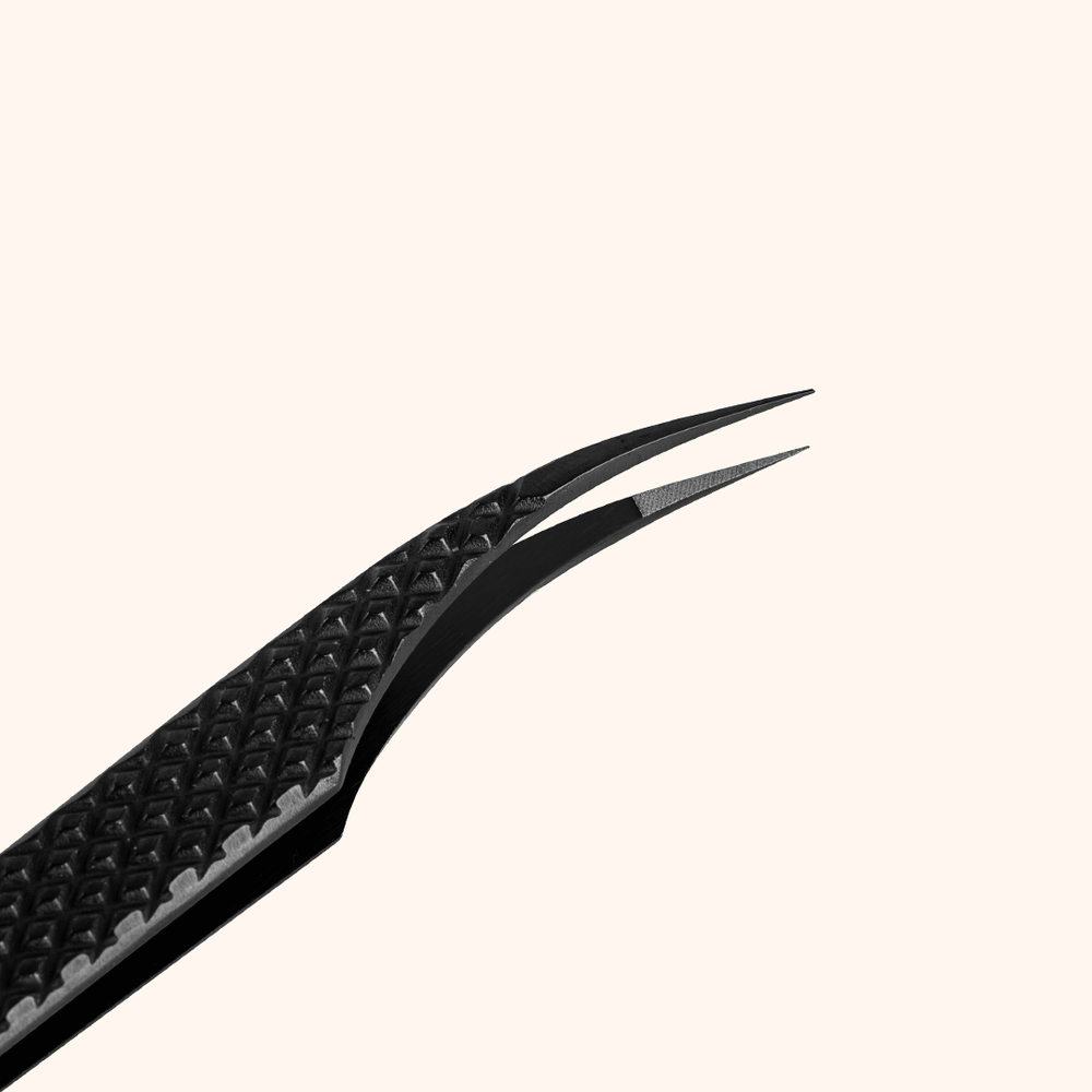 KB-03 Black Fiber Tweezers For Eyelash Extension