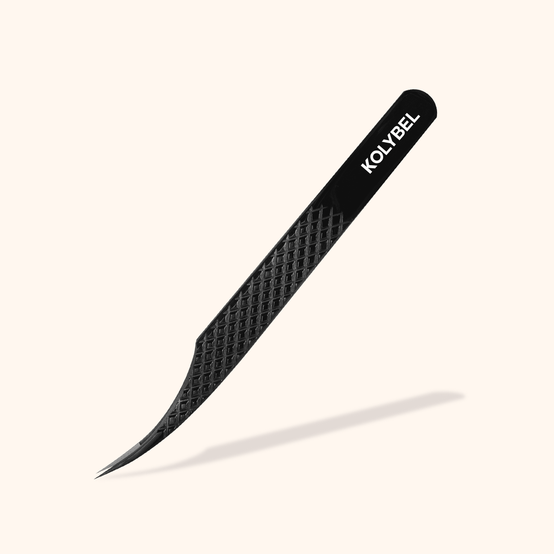 KB-03 Black Fiber Tweezers For Eyelash Extension