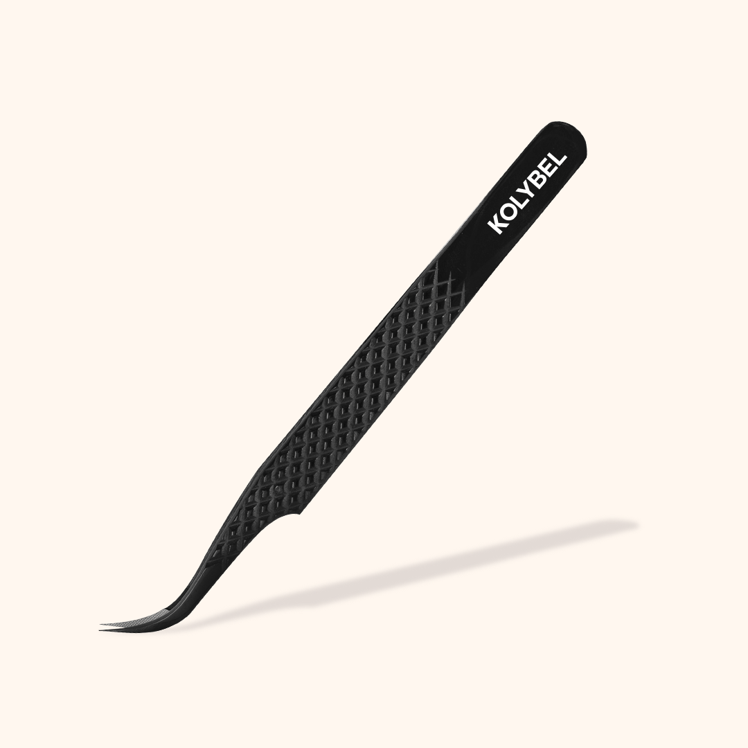 KB-02 Black Fiber Tweezers For Eyelash Extension