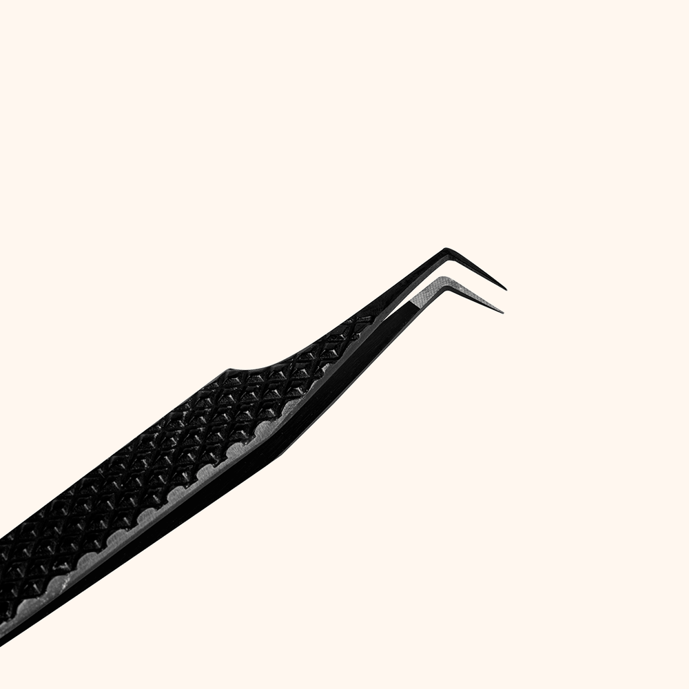 KB-05 Black Fiber Tweezers For Eyelash Extension