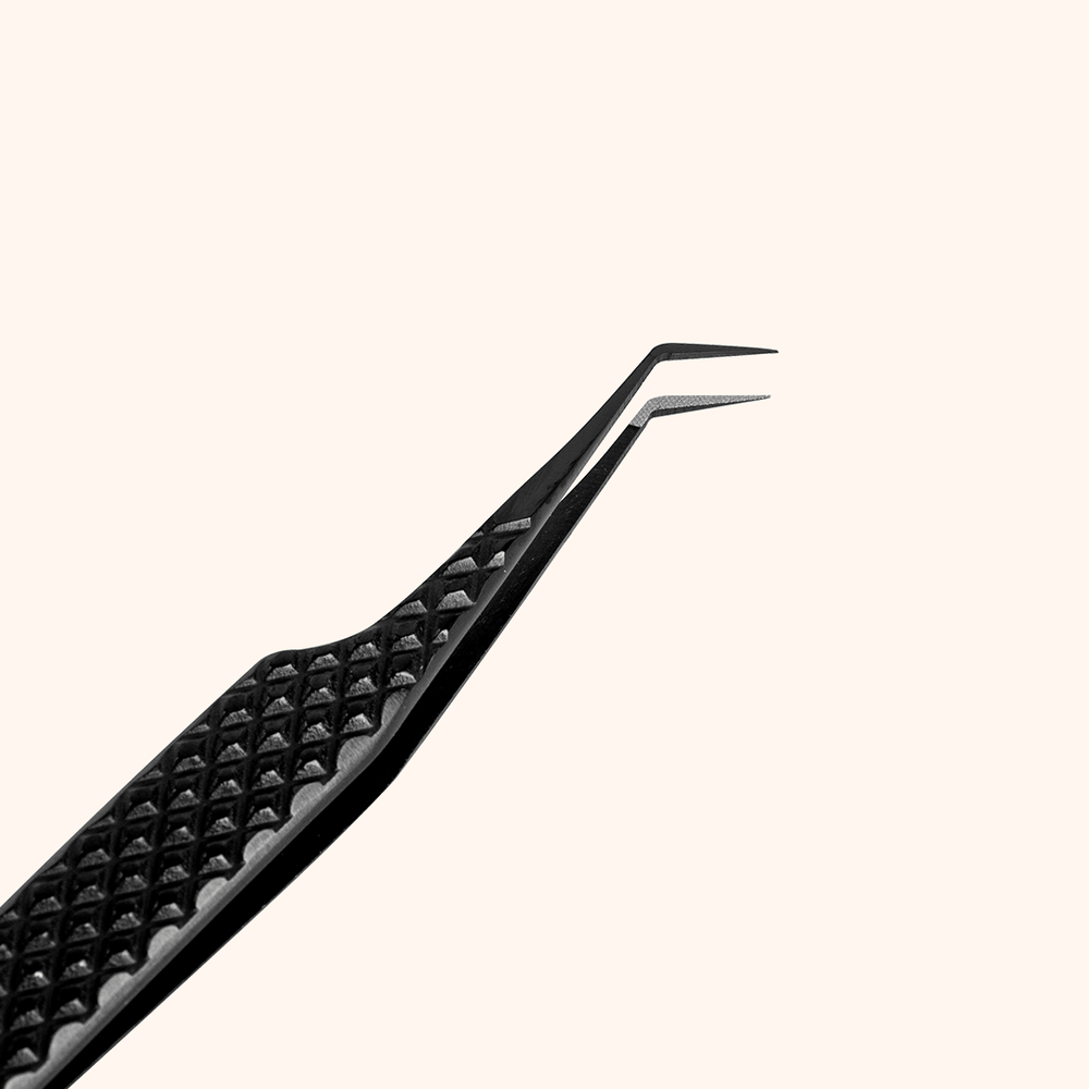 KB-04 Black Fiber Tweezers For Eyelash Extension