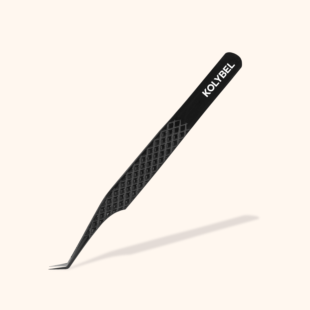 KB-04 Black Fiber Tweezers For Eyelash Extension