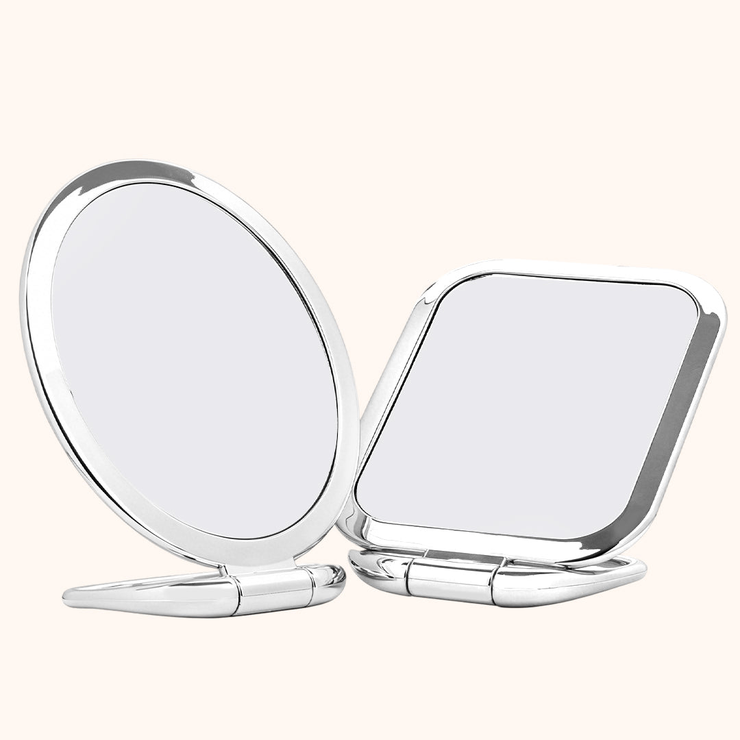 KOLYBEL Foldable Cosmetic Mirror, Oval &amp; Square Dual‑Use Tabletop Hanging Makeup Mirror for Lash Artists
