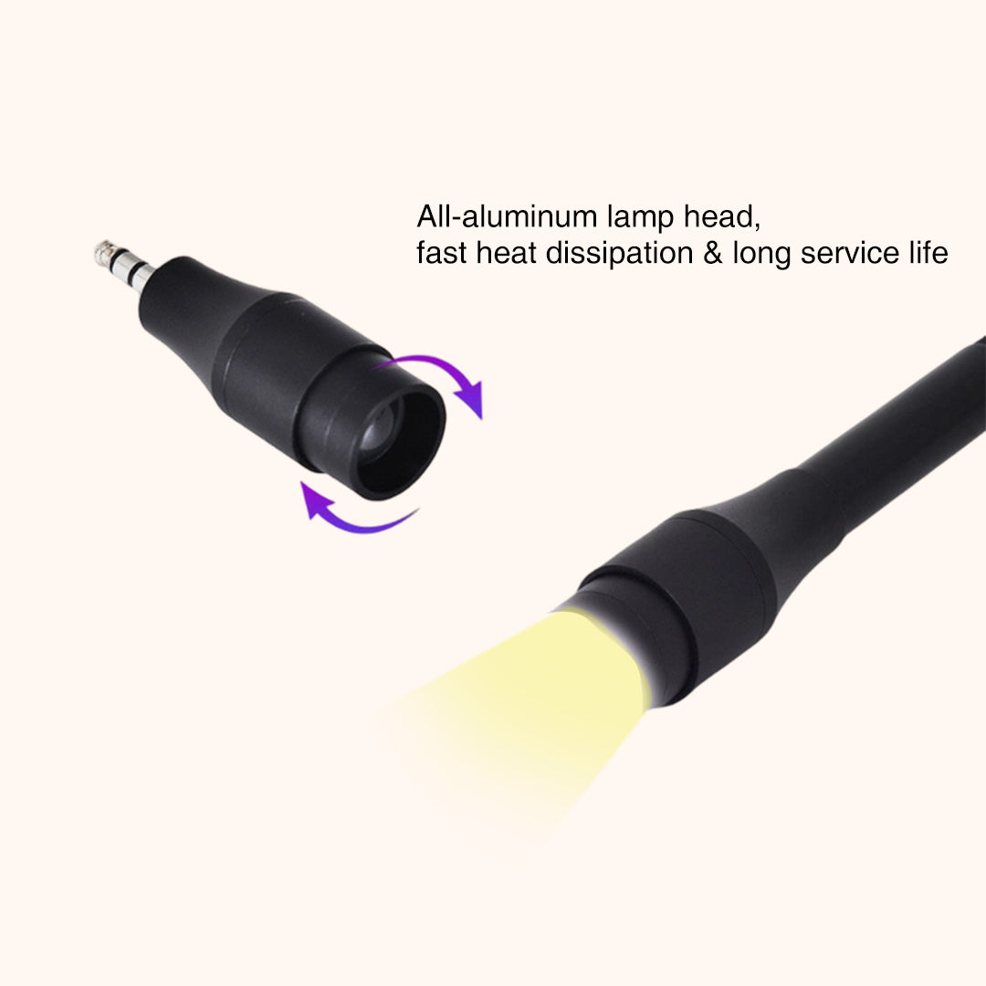 KOLYBEL 5W Clamp-On UV LED Dual Light Eyelash Glue Curing Lamp, 360° Flexible Gooseneck, Adjustable Spot, Replaceable Aluminum Lamp Head for Professional Lash Salon UV Lash Adhesive