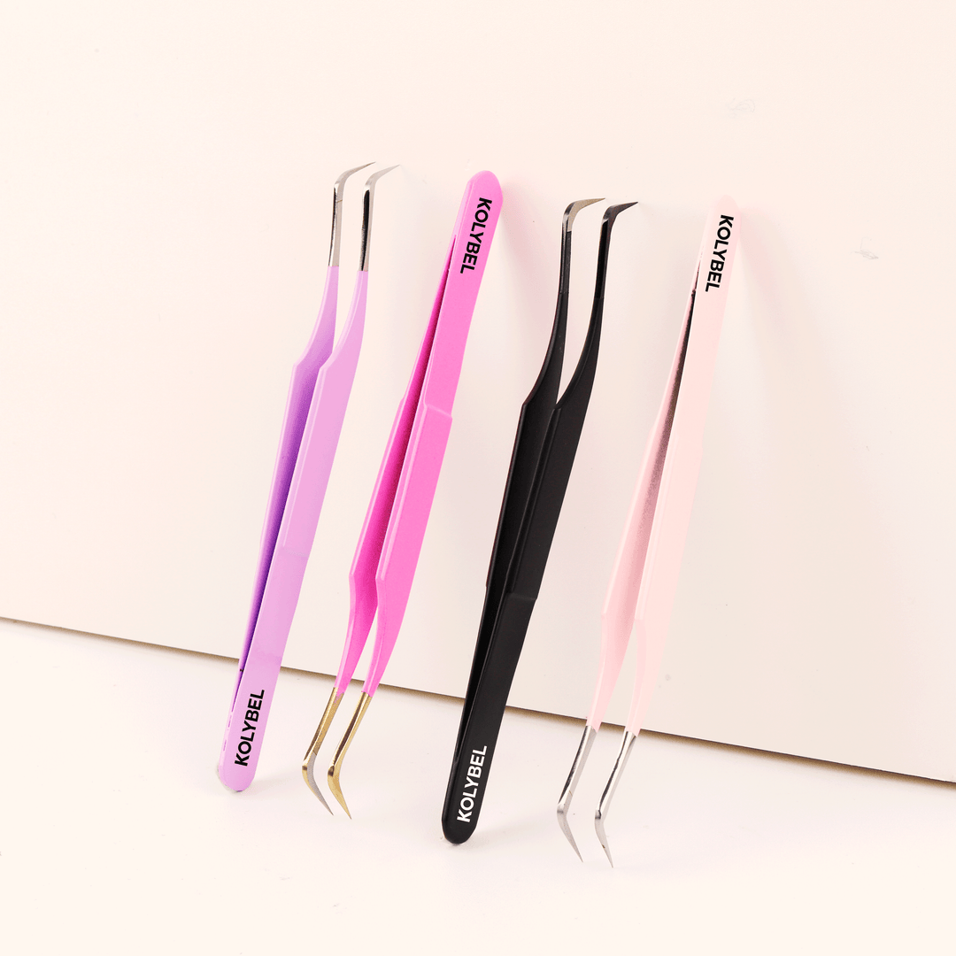 Colored Curved Volume Fiber Tweezers For Eyelash Extension-kolybel