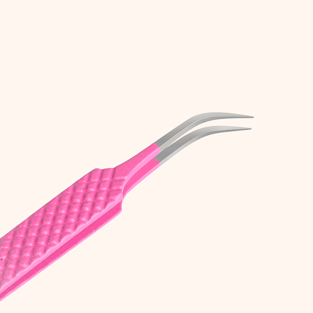 KP-08 Ombre Pink-White Tweezers For Eyelash Extension
