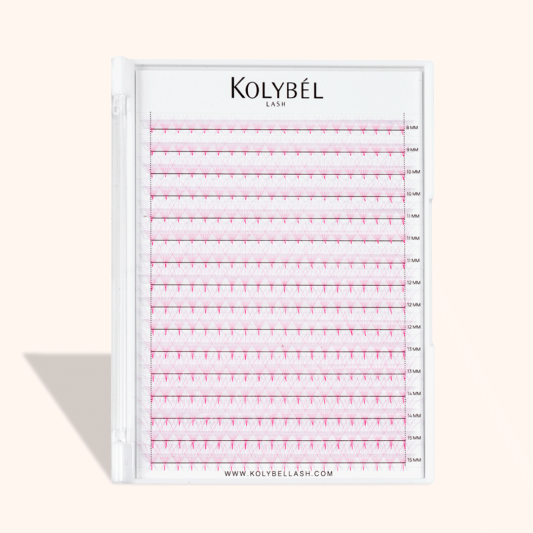 5D Pink Premade Volume Fans Pointy Base16 Rows(320 Fans)