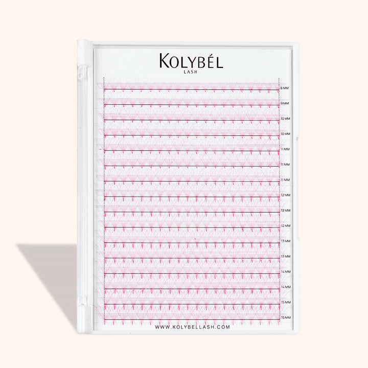 5D Pink Premade Volume Fans Pointy Base16 Rows(320 Fans)