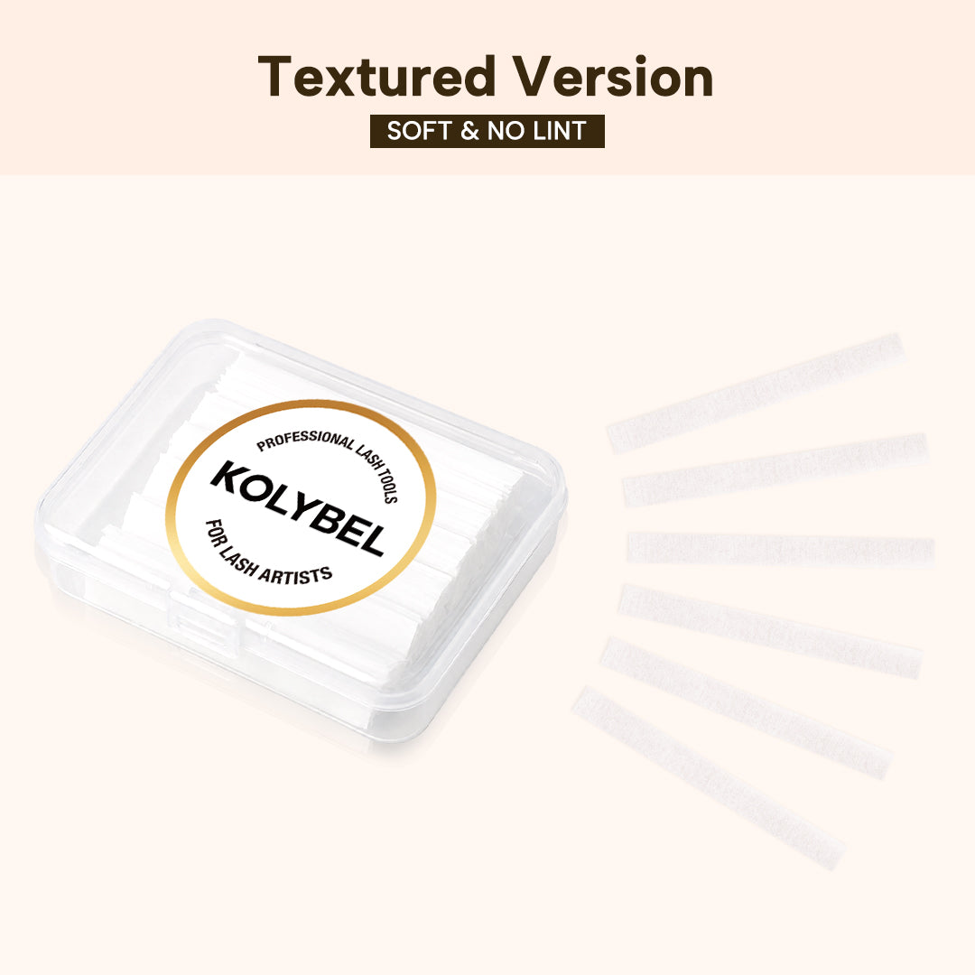 KOLYBEL LASH 500-sheet lash lift paper covers for professional use. Lint-free, pre-cut strips ensure even reagent distribution and secure lash placement