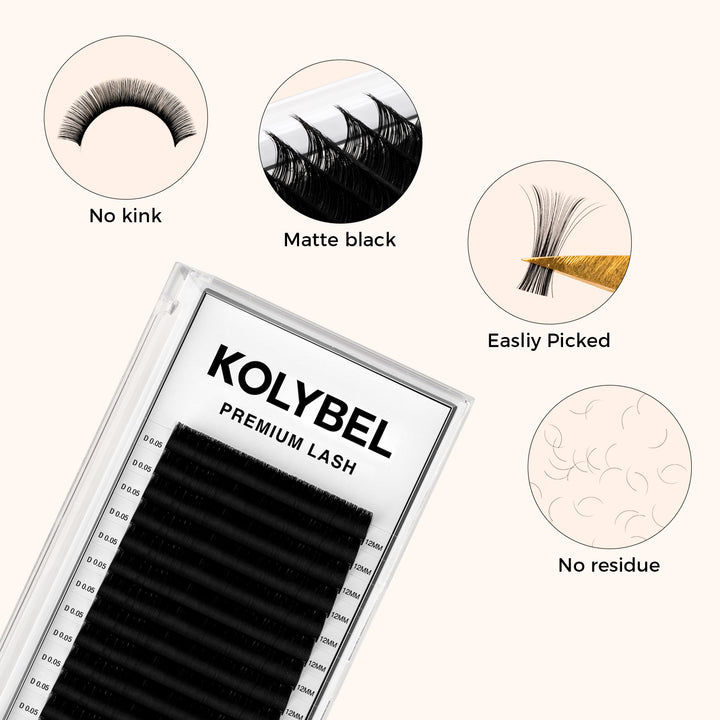 KOLYBEL Premium Lash Extensions 0.05mm(16Rows)