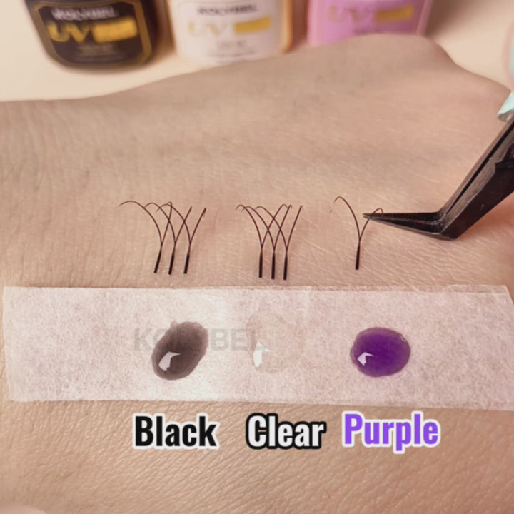 KOLYBEL LASH 【UV/LED LIGHT ONLY】0.5-1 Second UV/LED Lash Adhesive Eyelash Extension Glue (5ml) BLACK PURPLR CLEAR uv GLUE