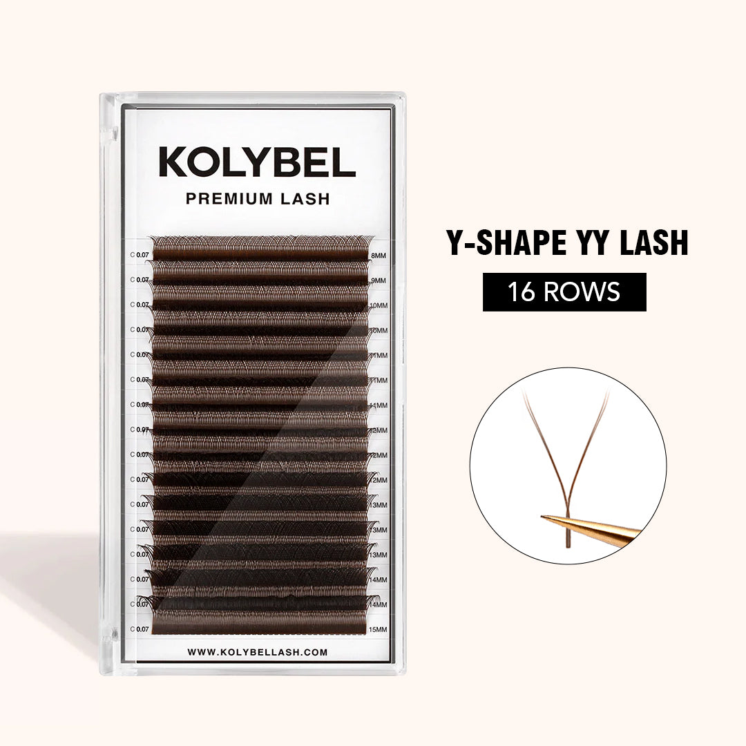 0.07MM Brown YY Premade Volume Fans Eyelash Extensions (16 Rows)